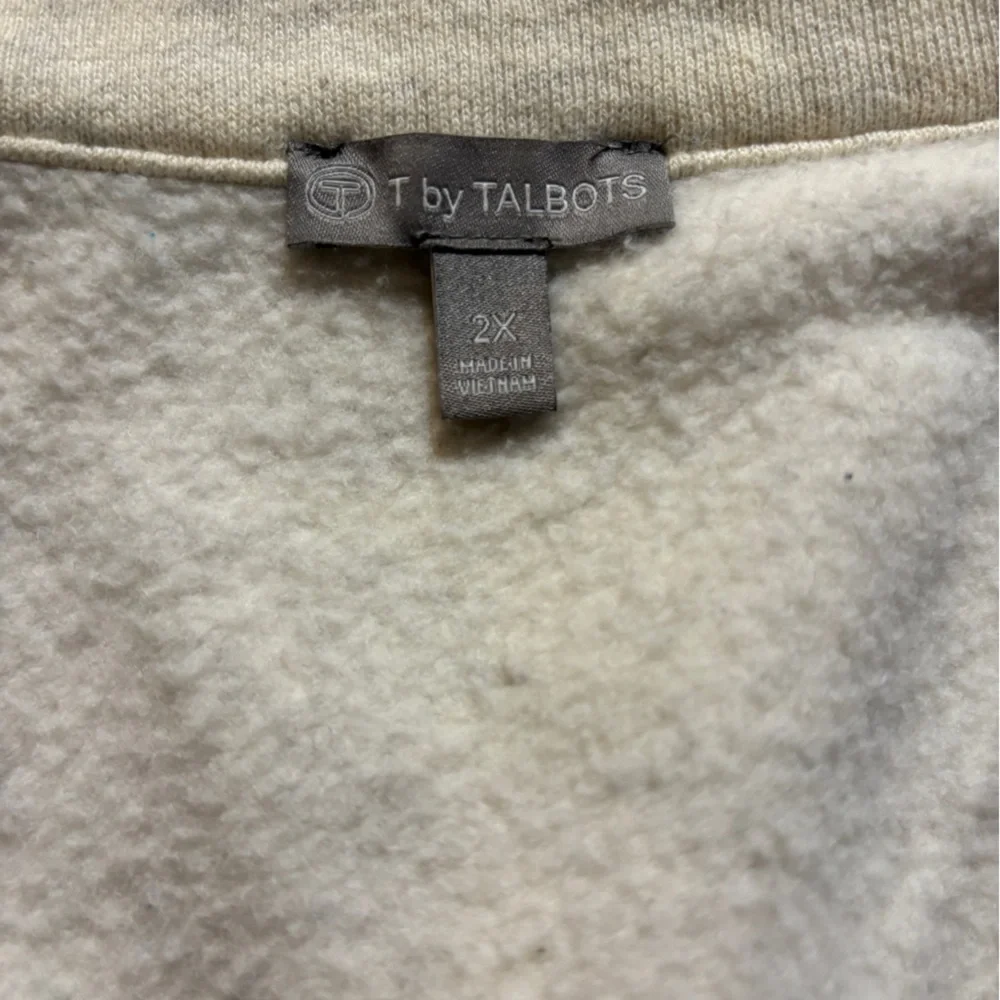 T by Talbots Cream Zip up Cotton Blend‎ Vest 2X Warm Layering Piece Barn Chic